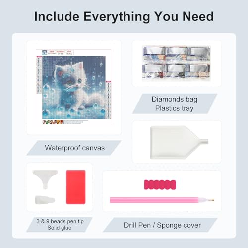 SJUTOUCI Cat Diamond Painting Kit - 5D DIY Art for Home Decor 12x12