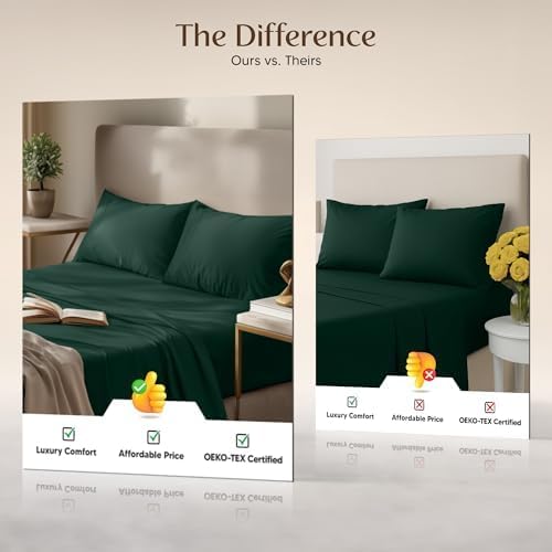 Utopia Bedding Twin Sheet Set - Soft Microfiber 3-Piece Bed Sheets for Twin Size Bed | Oeko-Tex Certified (Emerald Green)