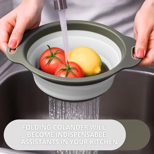 White Silicone Collapsible Colander - 1PC Small Kitchen Strainer