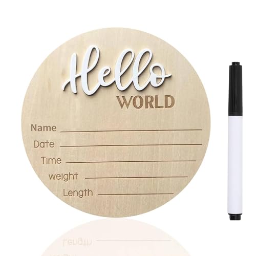 Personalized Wooden Hello World Sign for Newborns - 5.9 Inch