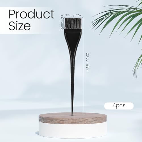 4 Pcs Hair Dye Brushes with Soft Bristles and Tapered Tips for Root and Detail Work
