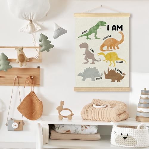Dinosaur Wall Art for Kids - 12x16 Inspirational Canvas Decor
