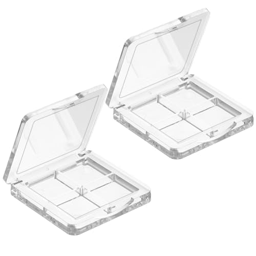 Trinkrittey 2-Pack Empty Makeup Palette 4-Grid Portable Clear Storage Box