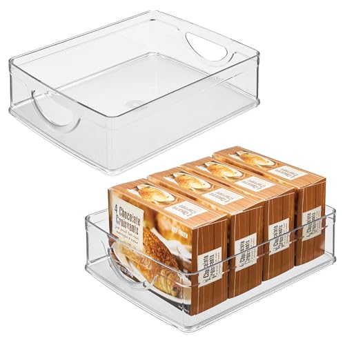 iDesign Stackable Pantry Bins, Clear Plastic Storage Organizers - Set of 2