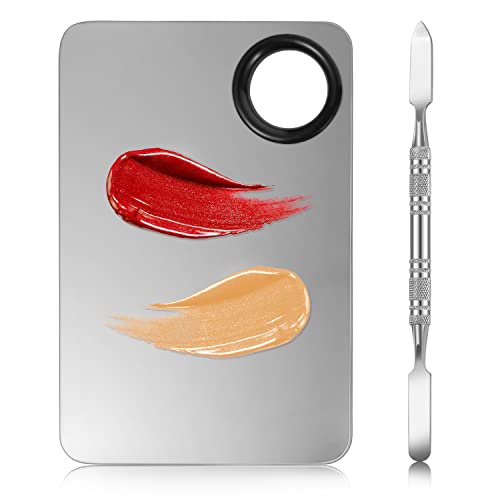 BESARME Makeup Mixing Palette and Spatula Set - Stainless Steel