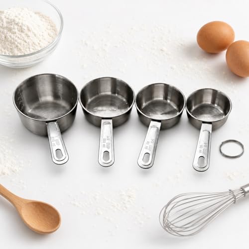 Stainless Steel Measuring Cups Set of 4 - Nesting Design with Marked Handles