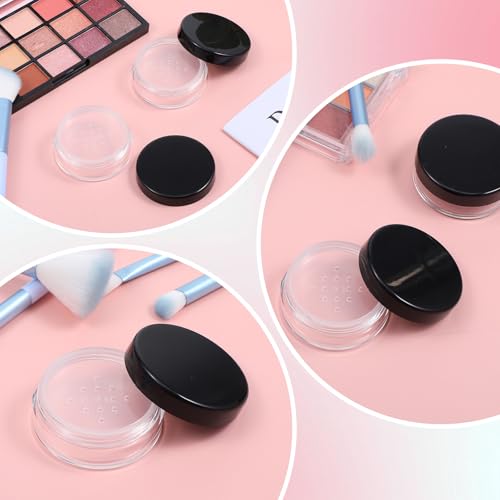 Jxiwfvl 4 PCS Empty Loose Powder Containers 10ml Refillable Travel Makeup Compact with Sifter