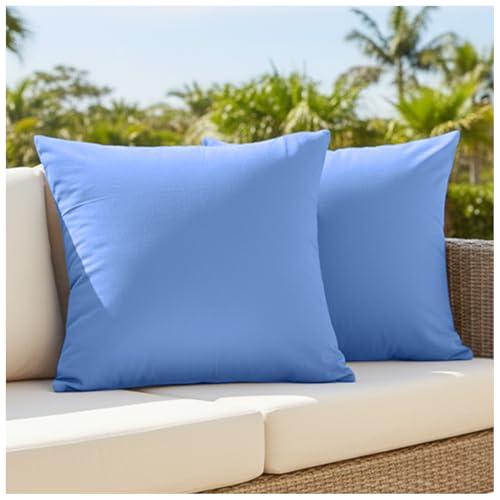 Blue 18x18 Throw Pillow Covers - Set of 2, Soft & Washable
