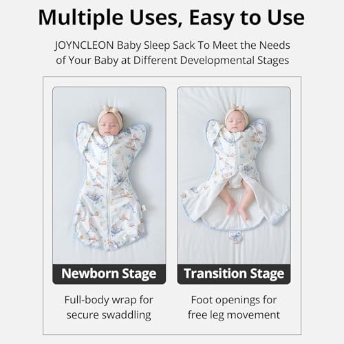JOYNCLEON 0.5 TOG Baby Sleep Sack Swaddle - Medium, Blue (8.8-16.5 Lbs)