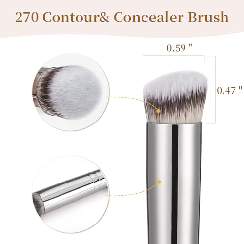 Angled Flat Concealer Brush Set 2Pcs Dense Under Eye Contour Brush