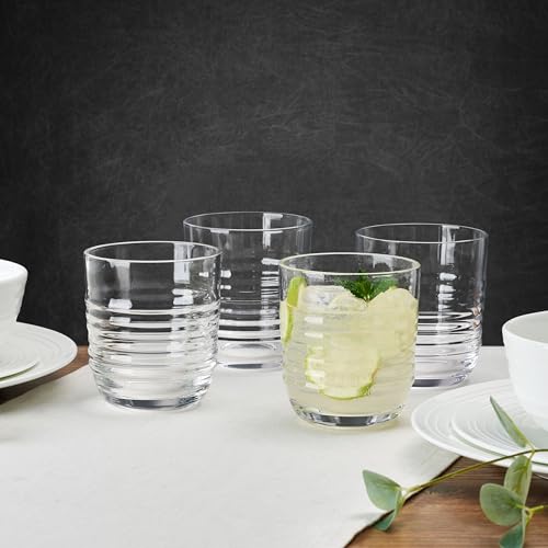 Mikasa Ciara Set of 4 Double Old Fashion Whiskey Rocks Short Beverage Glasses, 14 Ounce