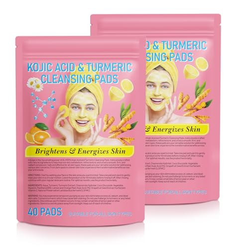 Turmeric Kojic Acid Cleansing Pads 2 Pack Exfoliating Facial Wipes