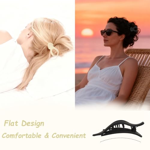 Esitrormi 6PCS Flat Claw Clips for Thick and Thin Hair Matte Large Hair Clips
