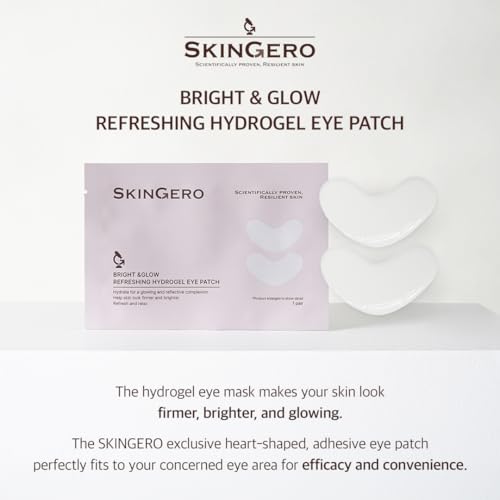 SKINGERO Bright & Glow Hydrogel Eye Patch - Hydrating & Firming Heart Shape Eye Mask (1 Pair)