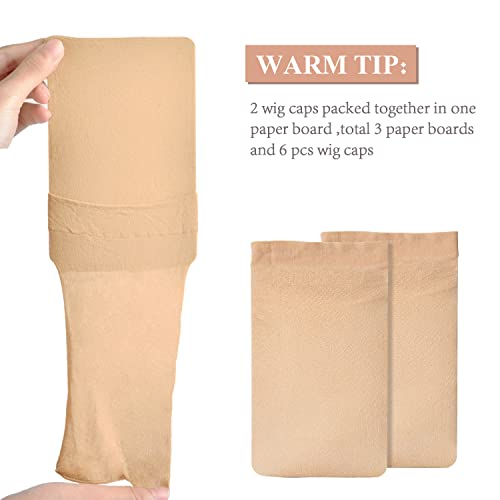 MORGLES Stretchy Nylon Wig Caps 6 Pack - Closed End Stocking Caps