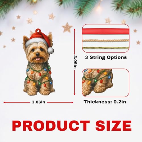 Yorkie Dog Christmas Ornament 2025 - Wooden Holiday Decor