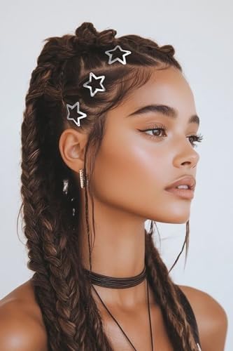 15Pcs Silver Star Hair Clips Metal Snap Barrettes Y2K Hair Accessories