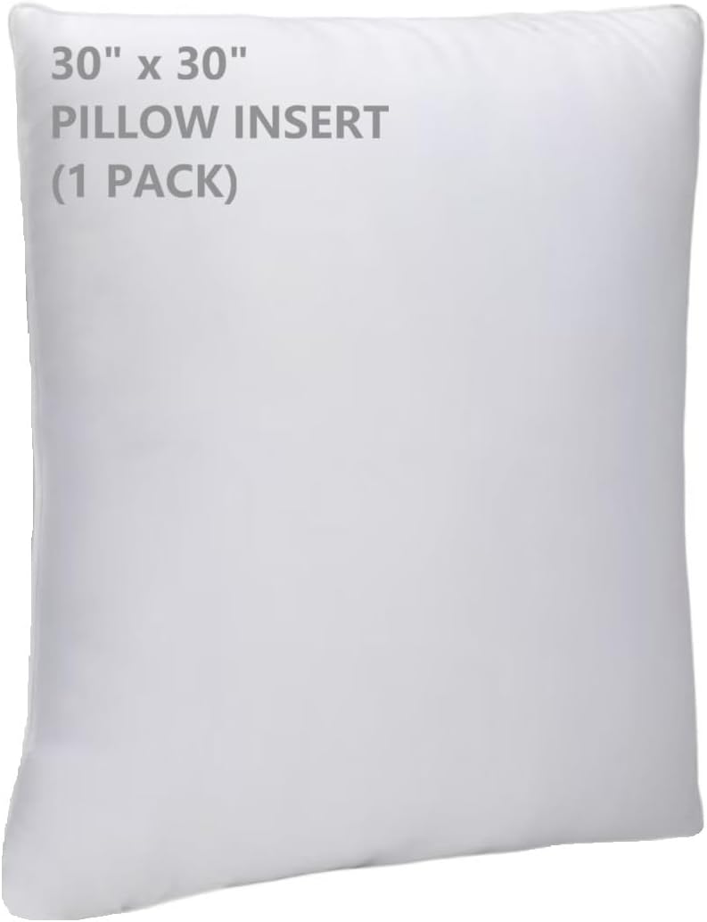 WINGLAM Throw Pillow Inserts - Hypoallergenic Decorative Stuffer Pillows, 30x30 Inches, Ultra Soft White