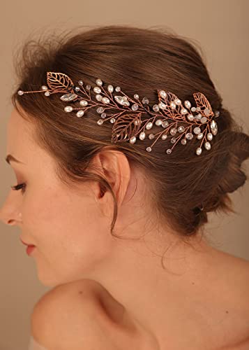 Silver Bridal Hair Vine with Pearls and Rhinestones - Wedding Headpiece