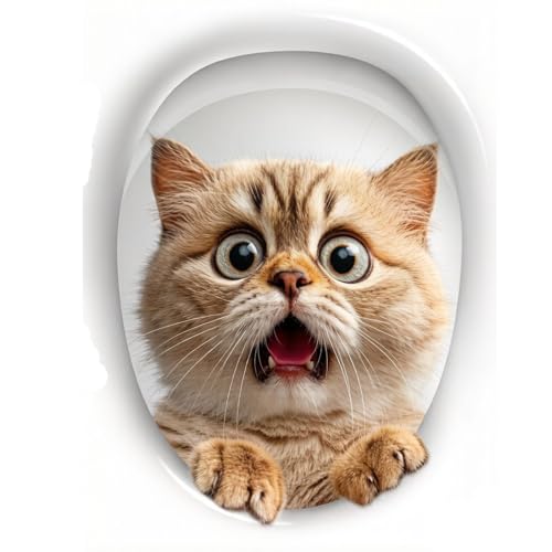 3D Kitten Toilet Lid Sticker - Waterproof Removable Bathroom Decal