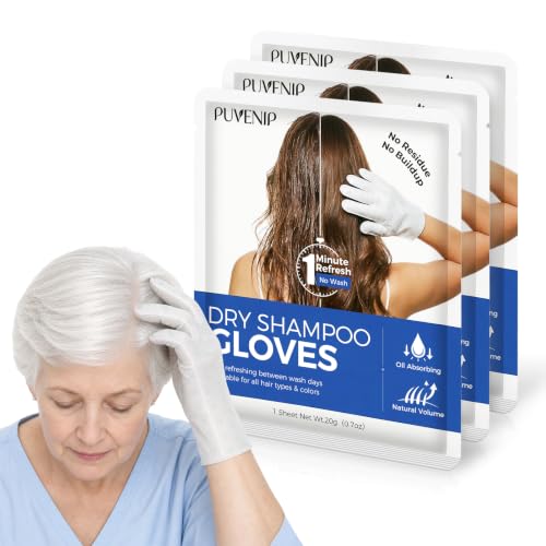 PUVENIP No Rinse Shampoo Gloves Waterless Hair Wash 3 Pack