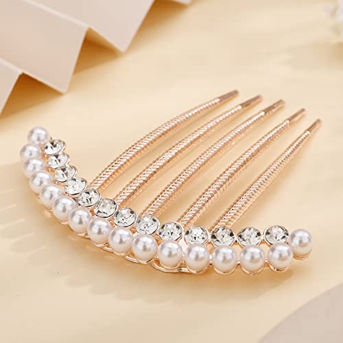 Missgrace Luxury Gold Crystal Rhinestone & Pearl Wedding Hair Comb