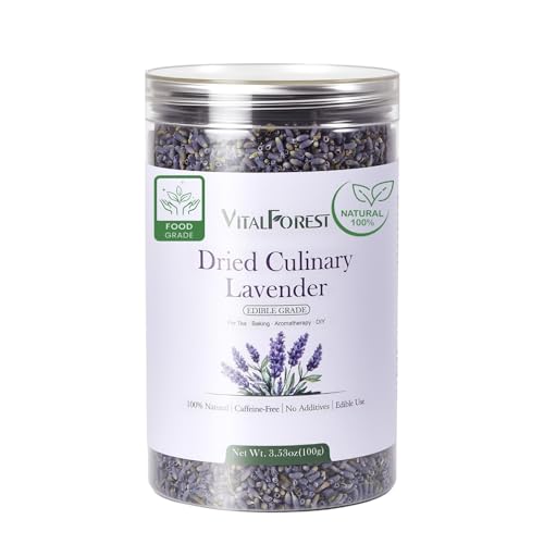 VitalForest Dried Culinary Lavender Buds - 100% Natural Food Grade, 3.53oz
