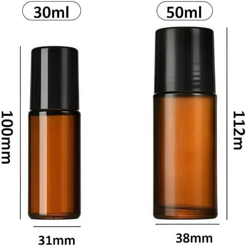 30ml Brown Glass Essential Oil Roller Bottles 2 Pcs Refillable