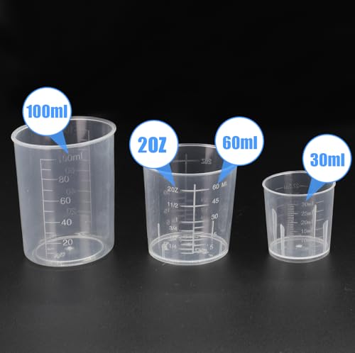 DTDNZKN 3-Pack Measuring Cups Set - BPA-Free Plastic, 30/60/100ml