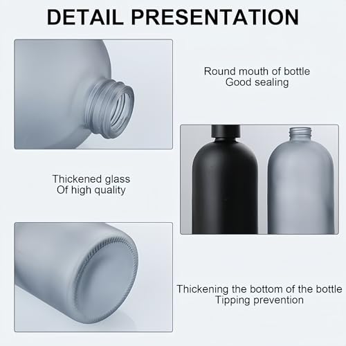 Qaoliffa Frosted White Glass Soap Dispenser with Rust-Proof Pump & 12 Labels