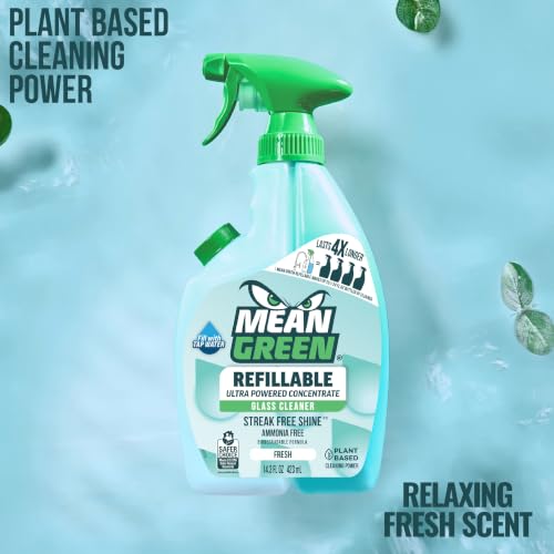 Mean Green Refillable Glass Cleaner Concentrate, 14.3 fl oz, Fresh Scent