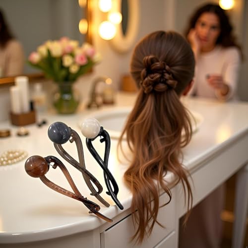 Vintage Pearl French Twist Banana Hair Clips 3-Piece Set