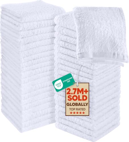 Utopia Towels 60-Pack Cotton Washcloths, 12x12 Inch, White