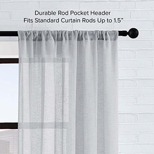 Lucky Brand - Onyx Textured Sheer Curtain | Window Panel Curtains | Lightweight Drapes | Set of 2 Panels with 2 Tiebacks | Sheer | Rod Pocket Header | Measures 52" x 84" | Light Grey