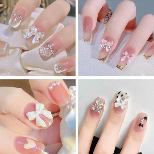 3D Colorful Aurora Bow Nail Charms - 48 Pieces for DIY Nail Art