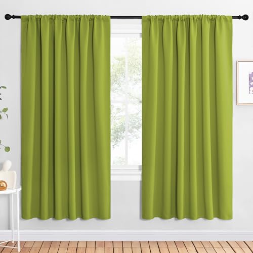 NICETOWN Fresh Green Blackout Curtains - 62" x 72" (Pack of 2)