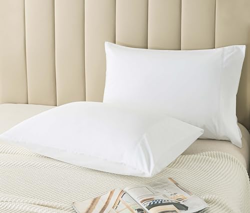 WhatsBedding Cotton Pillowcases Set of 2 - White, 20x26, Envelope Closure