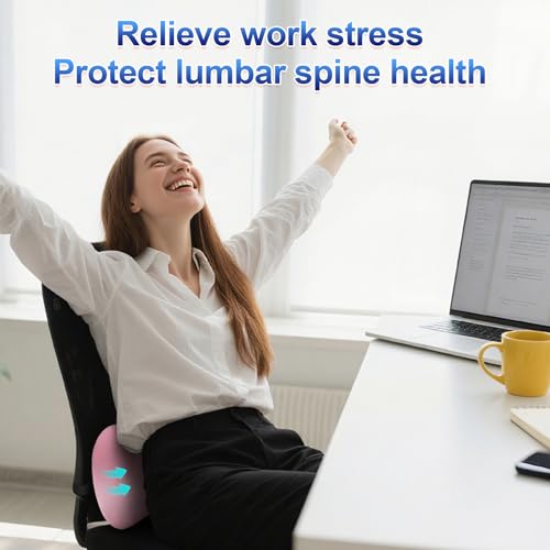 BYMECOST Ergonomic Memory Foam Lumbar Support Pillow - Pink Back Cushion