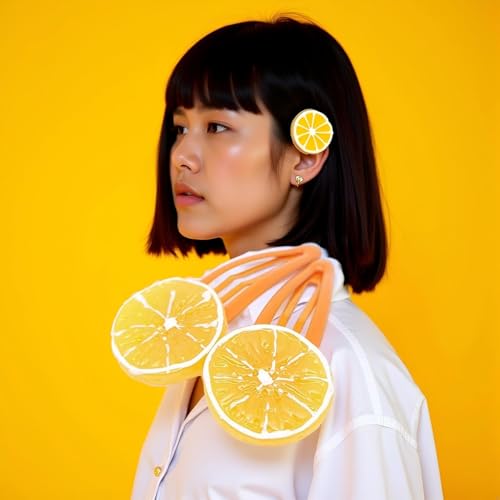 Orange Slice Snap Hair Clips 4-Piece Citrus Barrettes for Women and Girls