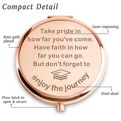 Personalized Compact Mirror for Graduation Gifts - Motivational Engraved