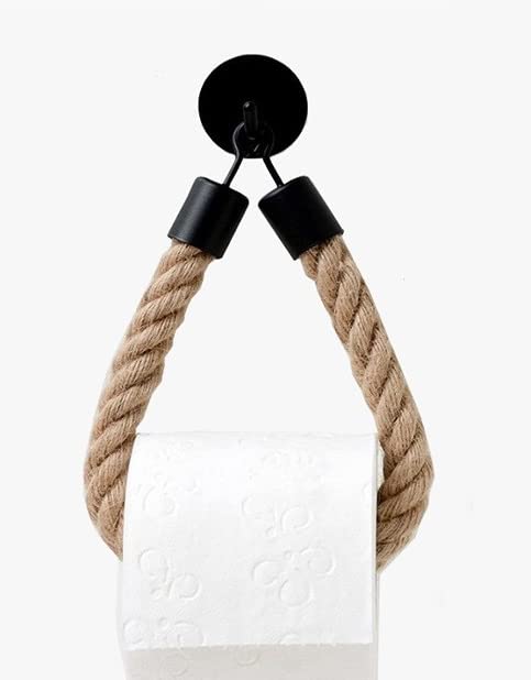 WONQEXZ Nautical Rope Toilet Paper Holder - Self-Adhesive Brown Hemp Rope