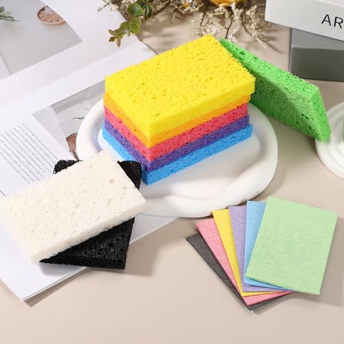 uxcell Black Cellulose Sponges - 6 Pcs Non-Scratch Kitchen & Bathroom Cleaning Scrubbers