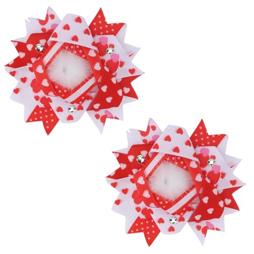 WHAVEL Pink Glitter Heart Hair Clips 2 Pack Valentine's Day Hair Bows