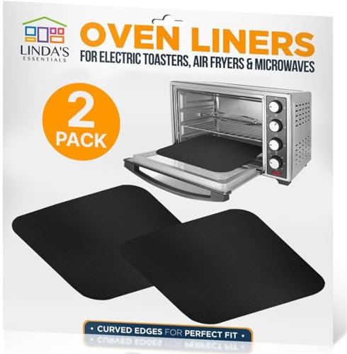 Toaster Oven Liners 2 Pack - Reusable Non-Stick 12"x12" Black
