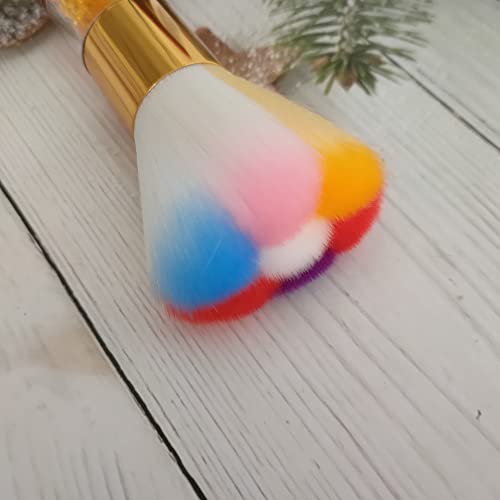 Honkenda Nail Art Dust Remover Brush with Rhinestone Handle Gold