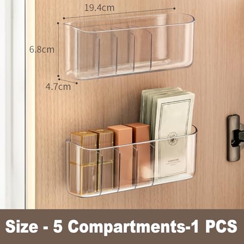 Wall-Mounted Bathroom Organizer with 5 Compartments for Cosmetics