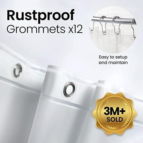 LiBa Waterproof Plastic Shower Curtain | Premium Non-Toxic PEVA with Rust-Proof Grommets - 72x72 Inches