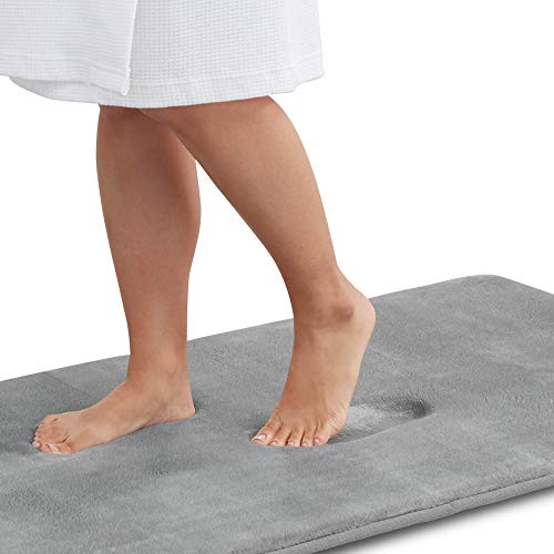 Genteele Memory Foam Bath Mat 17" x 24" Grey - Non-Slip, Absorbent & Cozy