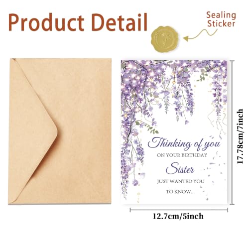 ICOOLYI Sister Birthday Card WY-587 – Heartfelt Gift with Floral Artwork