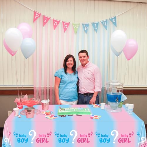 2-Pack Gender Reveal Tablecloths - Pink & Blue Baby Shower Decor